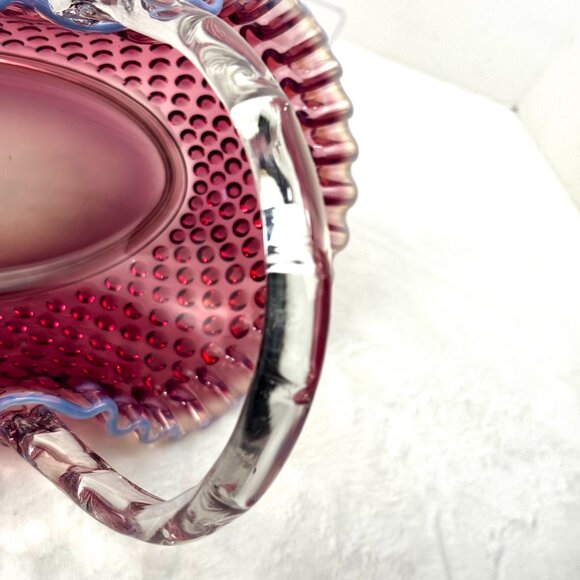 Fenton Plum Opalescent Hobnail Large 12.5" Oval Basket - Picture 16 of 16